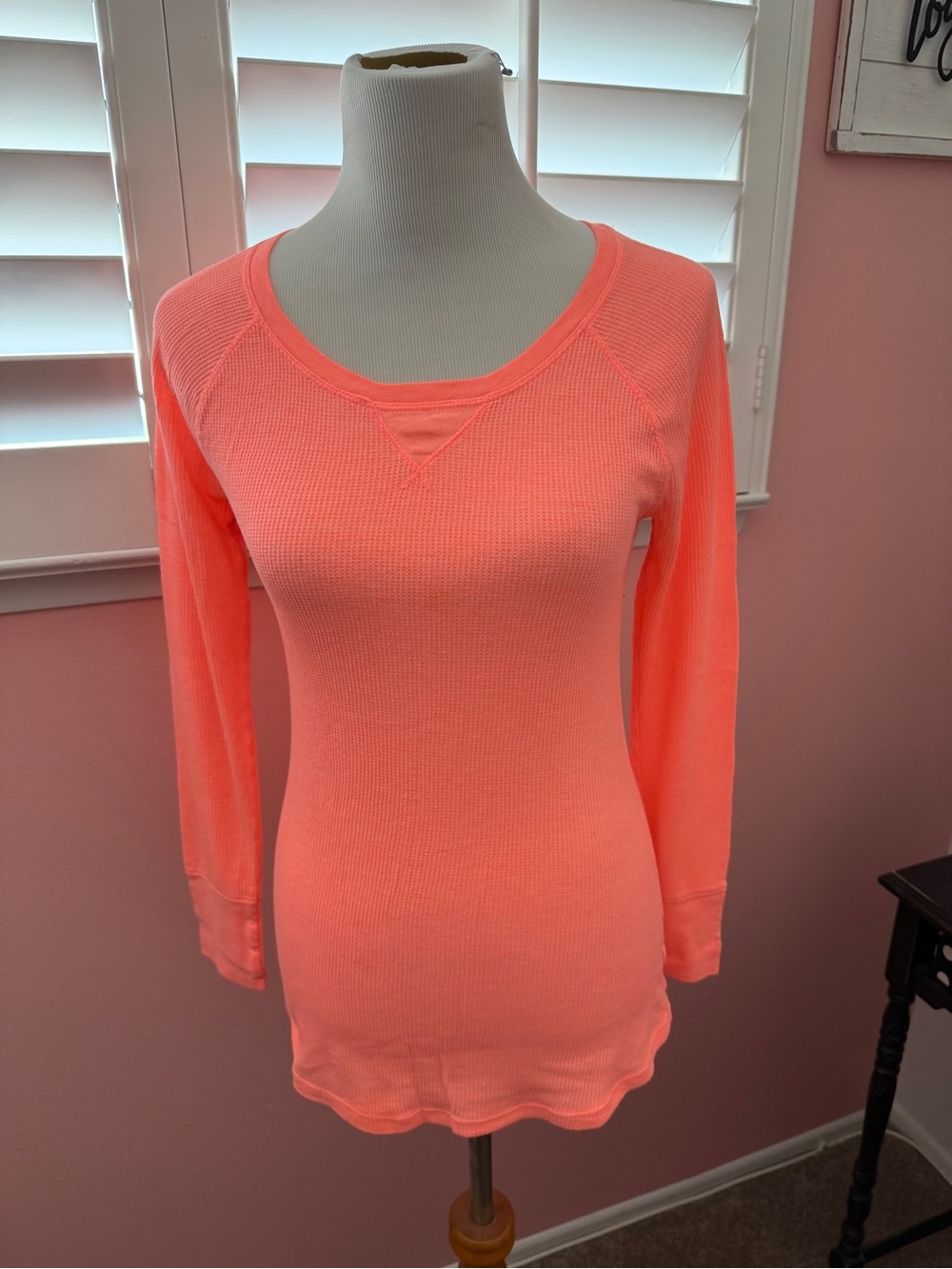 No Boundaries Neon Coral Long Sleeve Thermal Top